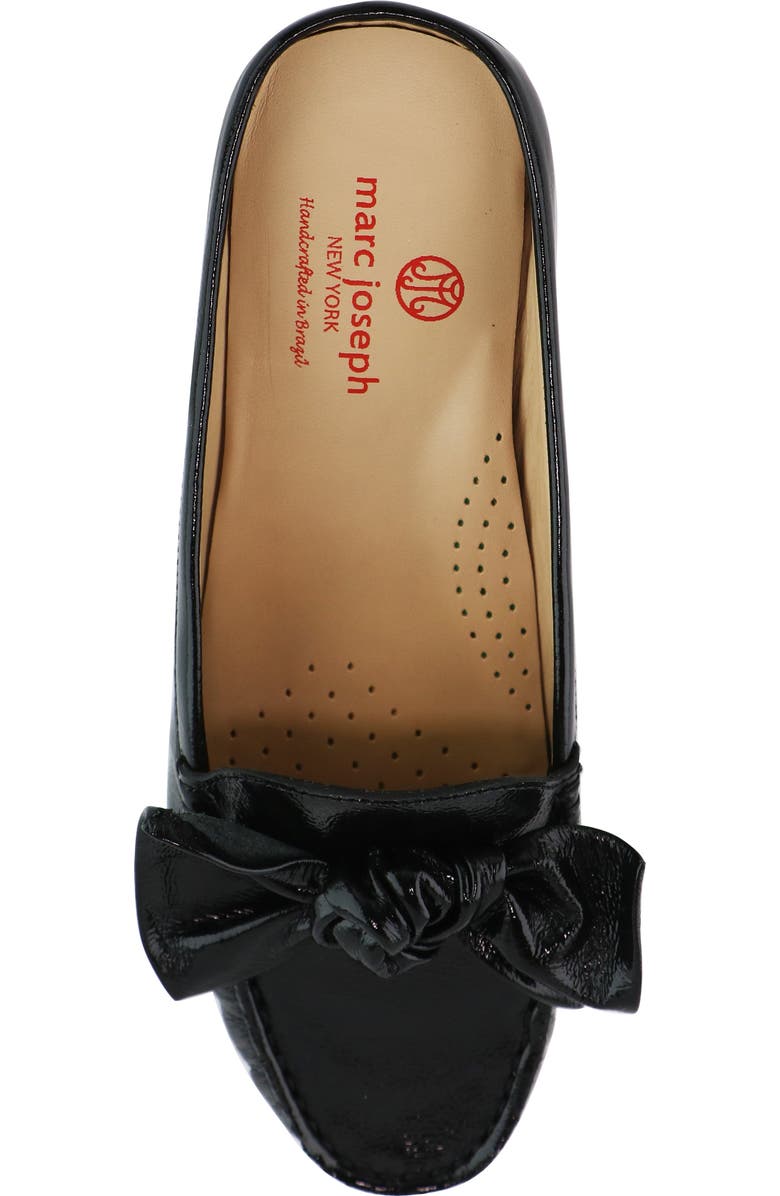 Marc Joseph New York Diane St Slip On Leather Bow Mule, Alternate, color, Black Svelte Patent