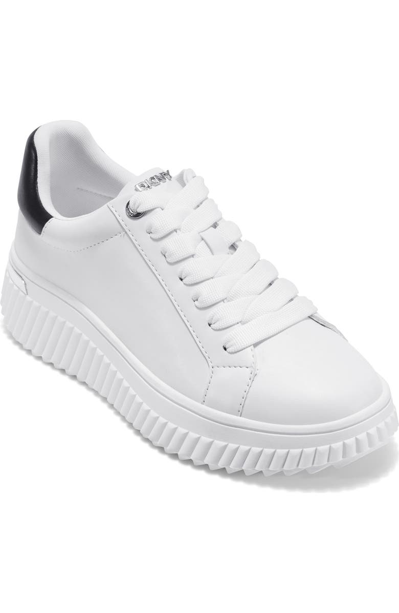 DKNY Lobeco Platform Sneaker, Main, color, White/ Black