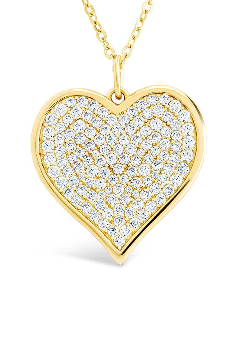 Small Cubic Zirconia Heart Pendant Necklace, Main, color, GOLD