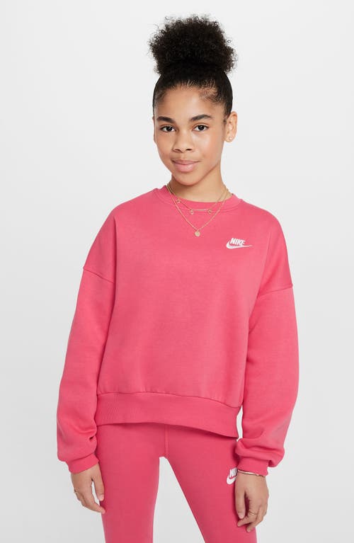 Nike Women's  Sportswear Club Fleece Girls' Boxy Crew-neck Sweatshirt In Red