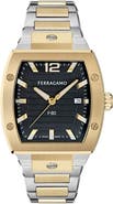 FERRAGAMO F-80 Tonneau Two-Tone Bracelet Watch, 42mm