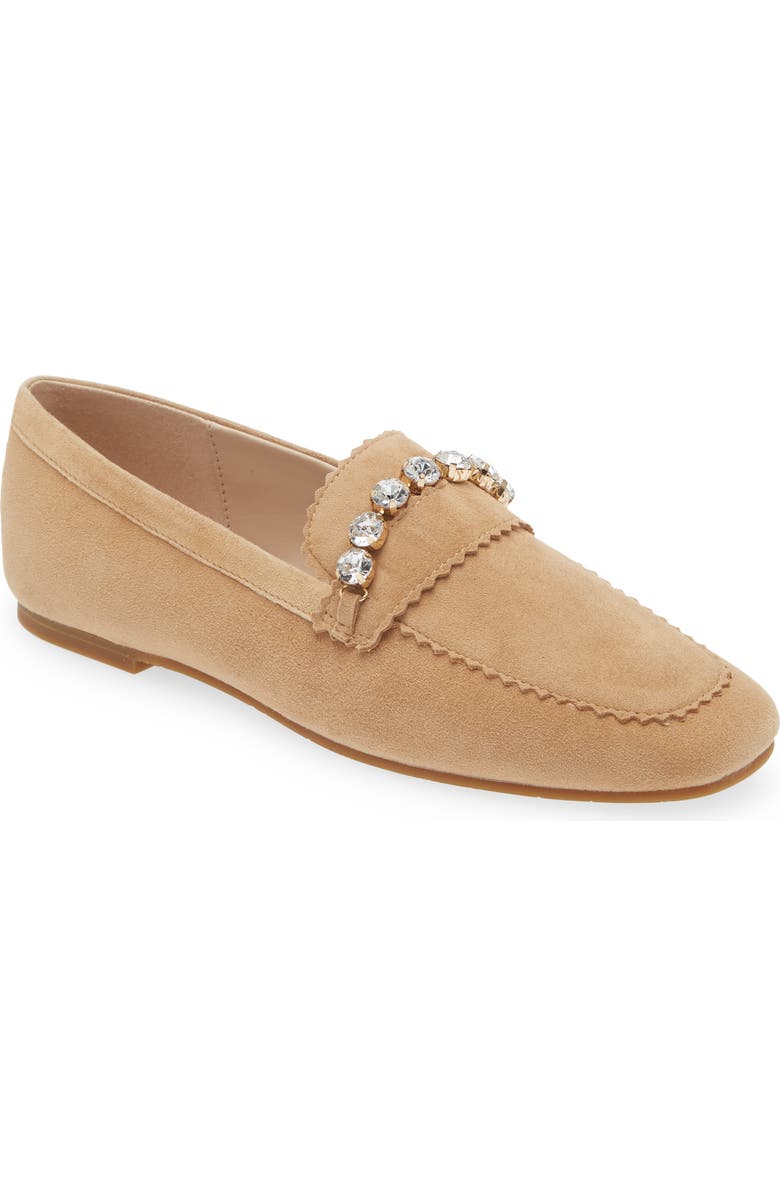 Pelle Moda Herron Crystal Embellished Loafer, Main, color, Latte