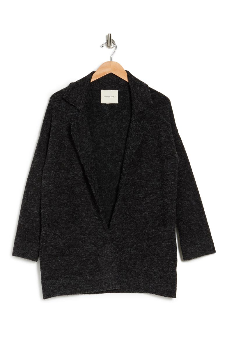 Open Front Cardigan Coat, Alternate, color, BLACK