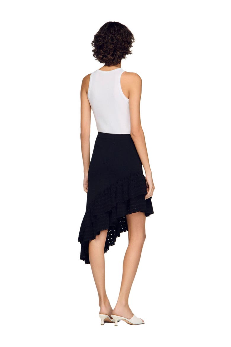 Asymmetrical knit skirt, Alternate, color, Black