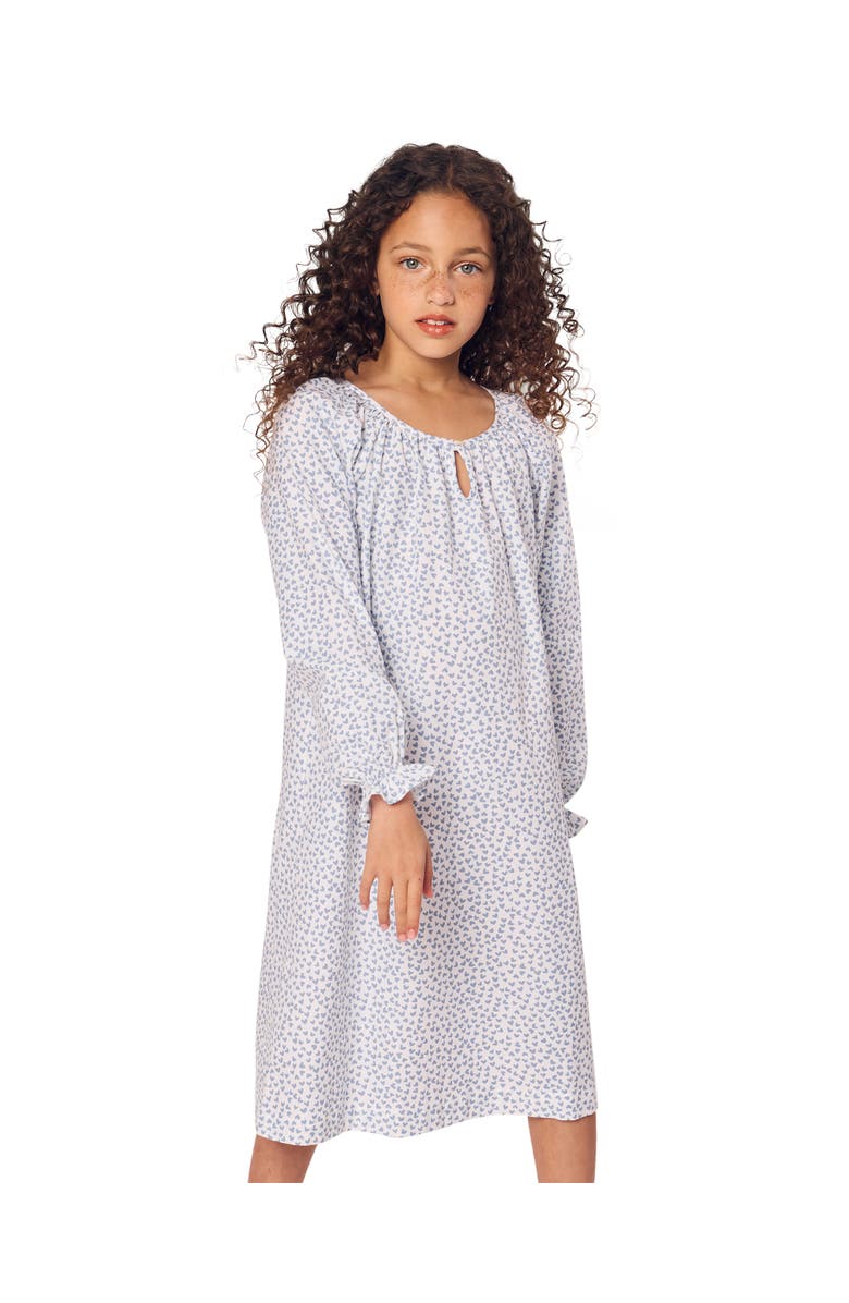 Petite Plume Kids' Delphine Heart Print Nightgown, Main, color, 