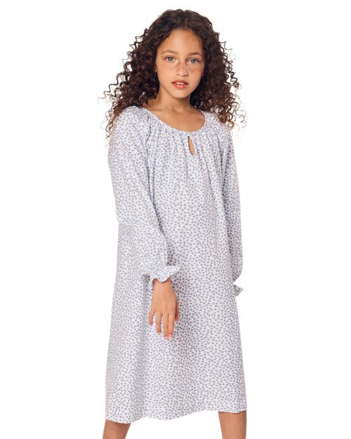 Shop Petite Plume Kids' Delphine Heart Print Nightgown In Blue