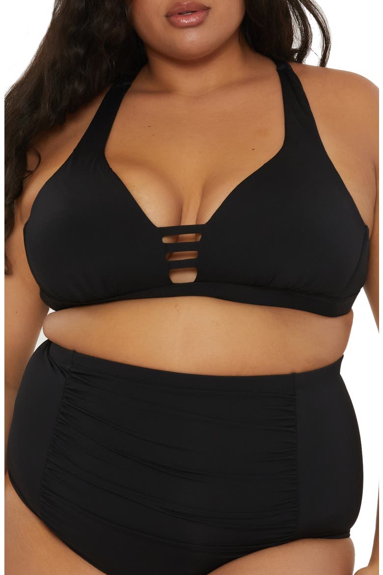 Tab Inset Bikini Top, Main, color, BLACK