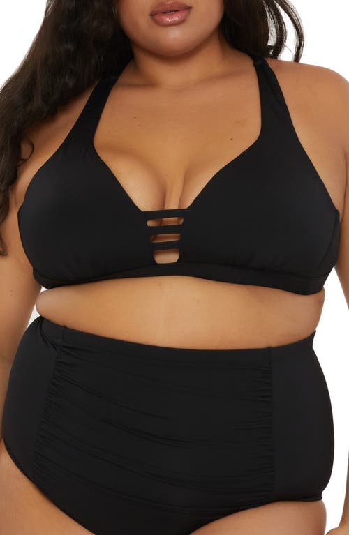 Becca Tab Inset Bikini Top in Black 