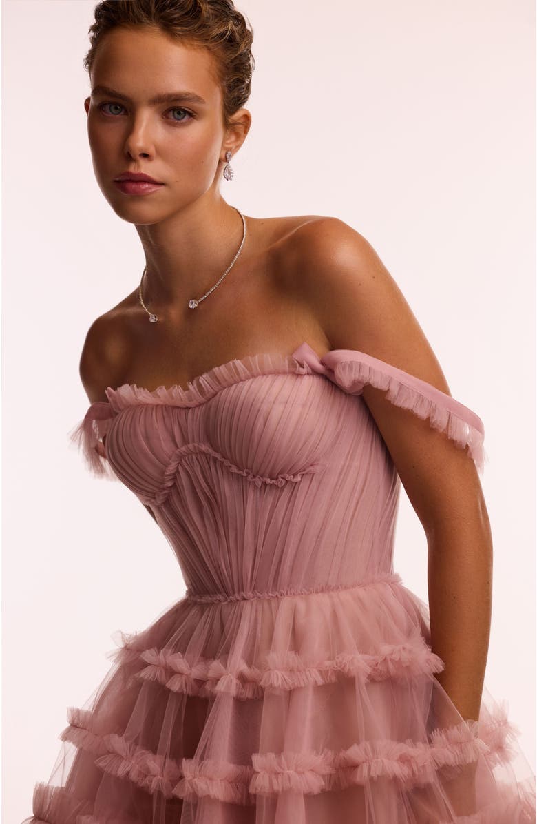 Milla Fitted Tulle Mini Dress With Ruffles for Special Occasions, Alternate, color, Misty Rose