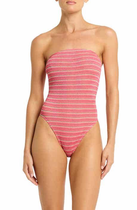 bond-eye Fane Metallic Strapless One-Piece Swimsuit