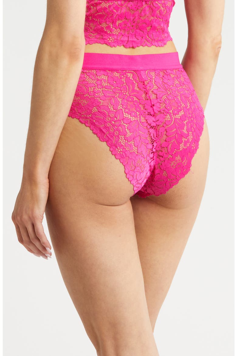 Lace High Waist Bikini, Alternate, color, AZALEA PINK