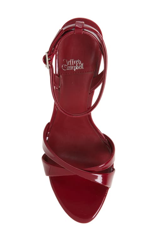 Jeffrey Campbell Trella Ankle Strap Wedge Sandal In Red Patent