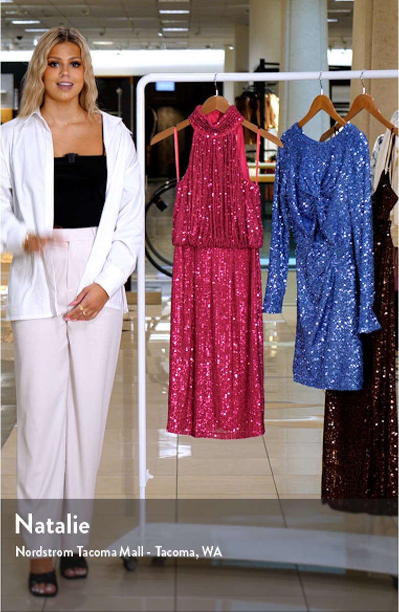 Sequin Mock Neck Cocktail Dress, sales video thumbnail
