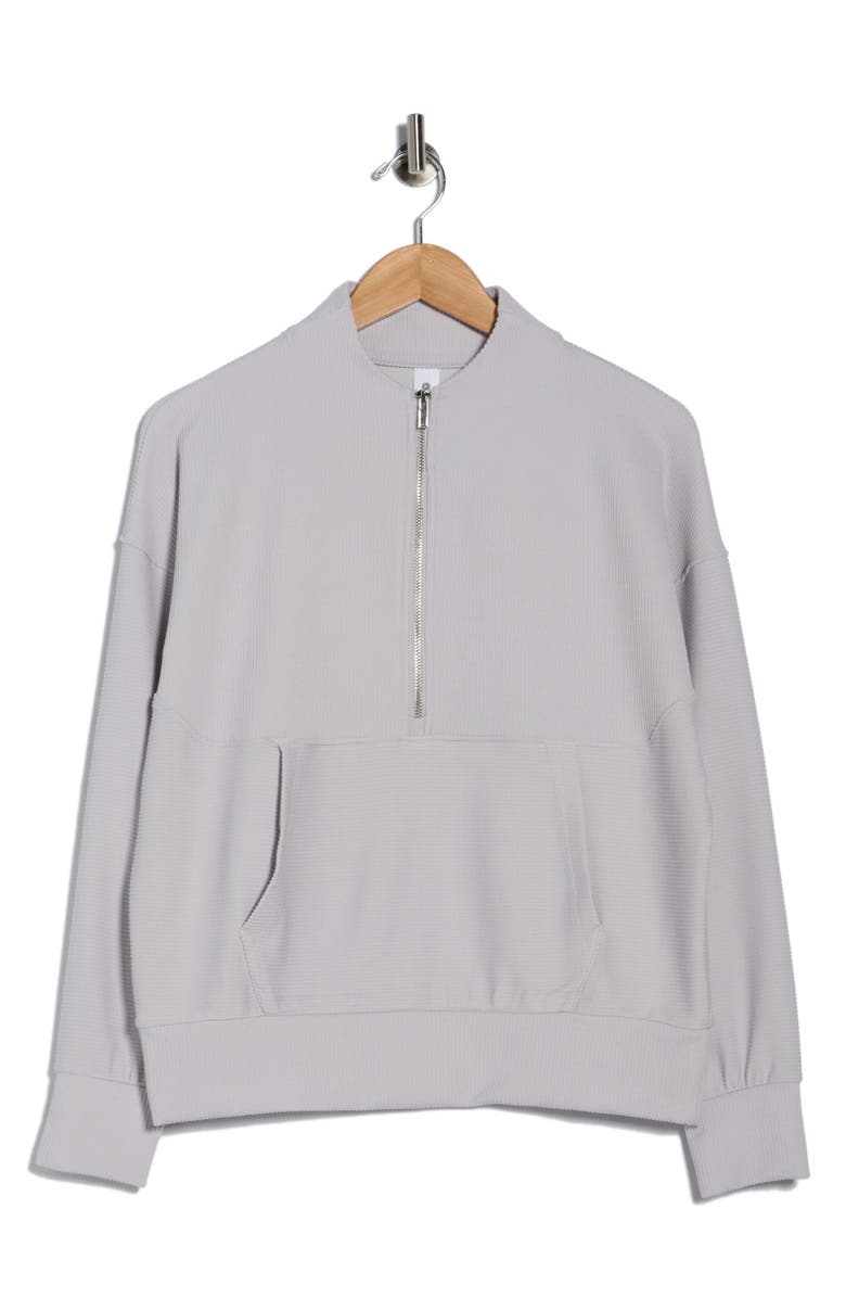 90 DEGREE BY REFLEX Scuba Ribbed Half Zip Pullover, Main, color, Lunar Dust