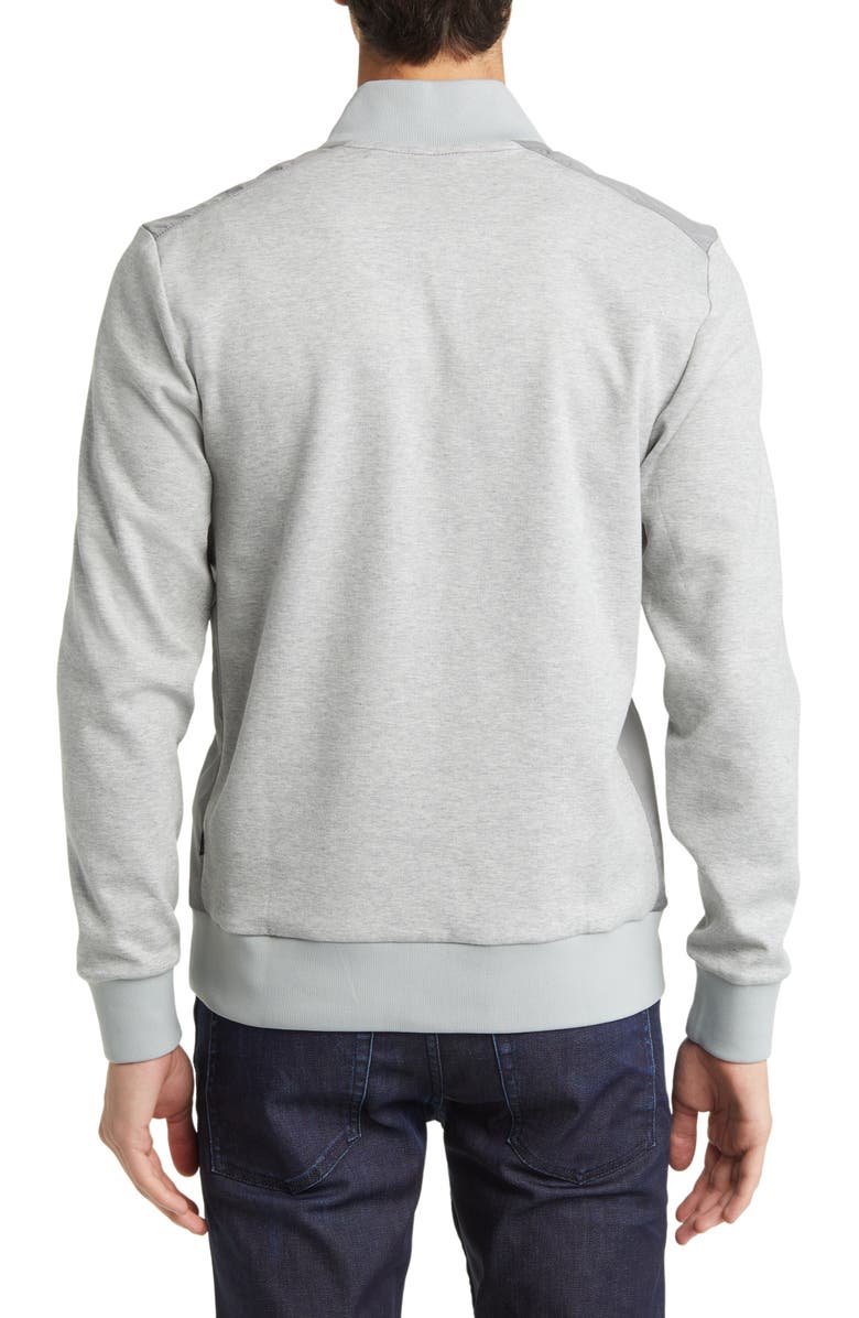 BOSS Sidney Half Zip Cotton Blend Pullover, Alternate, color, Silver