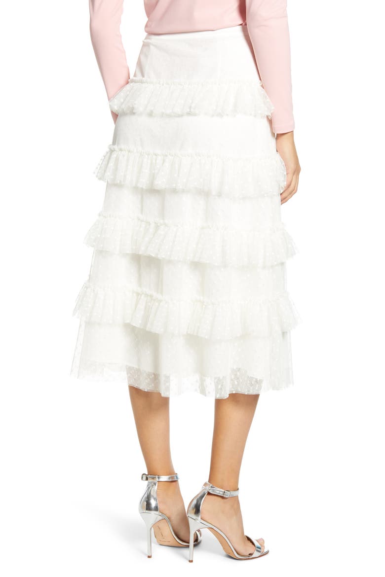 Tiered Dot Mesh Skirt, Alternate, color, IVORY CLOUD