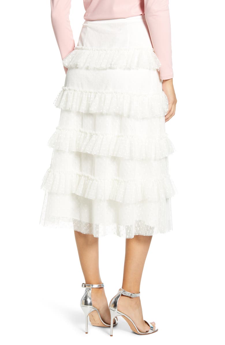 Rachel Parcell Tiered Dot Mesh Skirt, Alternate, color, 