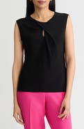 KASPER Keyhole Twist Neck Cap Sleeve Top
