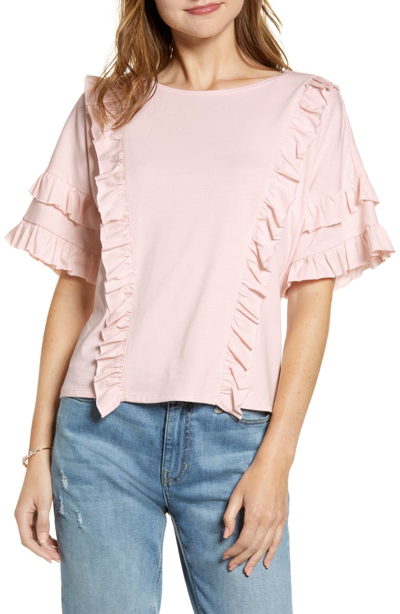 Rachel Parcell Ruffle Tee, Main, color, 