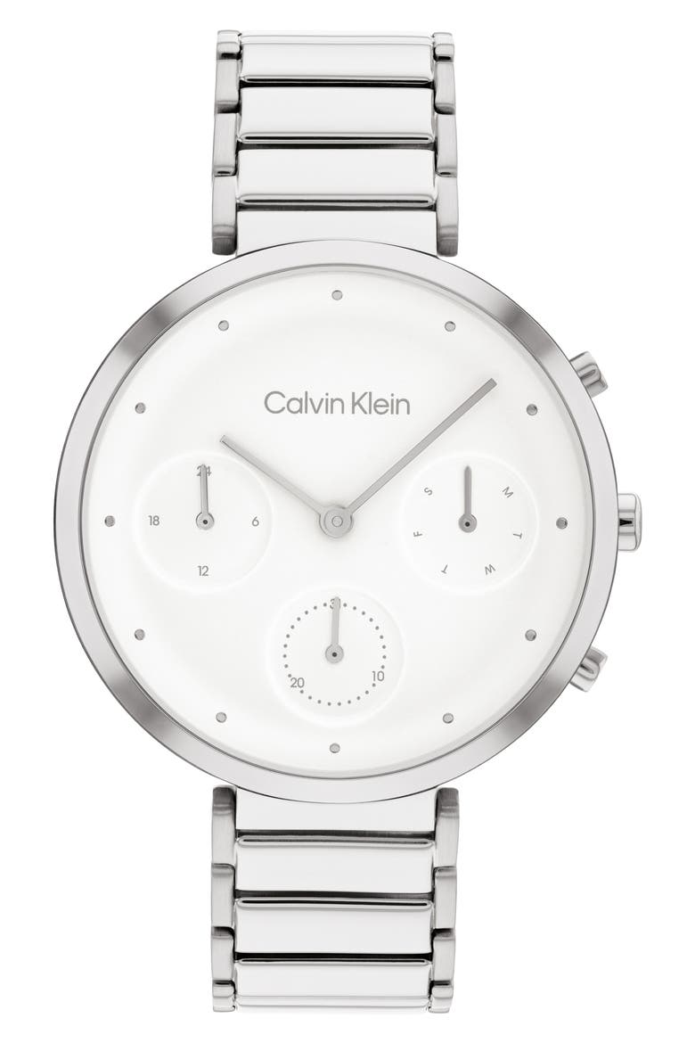 Minimalistic T-Bar Mesh Bracelet Watch, 36.5mm, Main, color, SILVER
