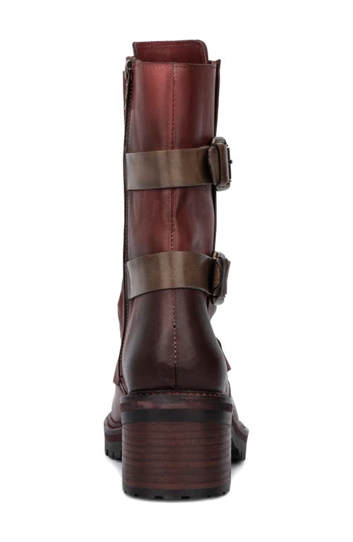 Vintage Foundry Margot Double Buckle Leather Boot In Burgundy