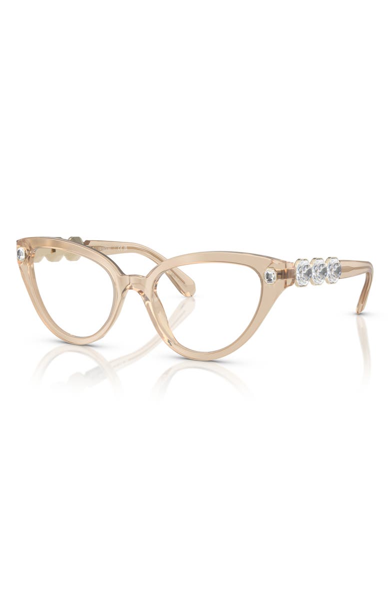 Swarovski 51mm Cat Eye Optical Glasses, Alternate, color, Beige