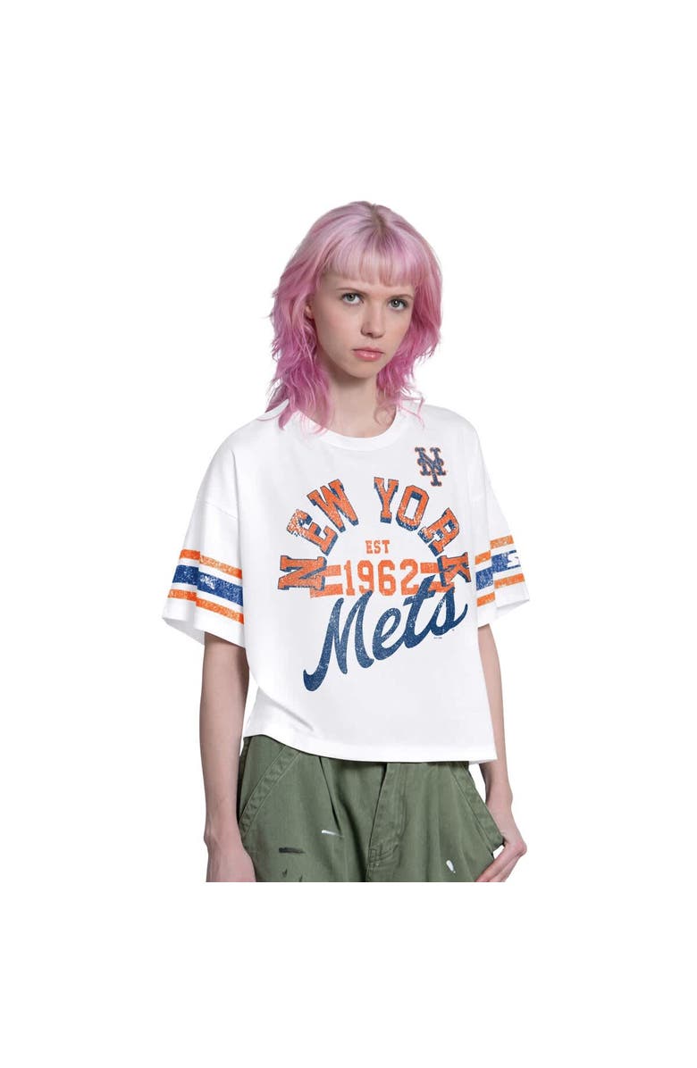 STARTER Women's Starter  White New York Mets Cropped Hurry Up Offense T-Shirt, Main, color, White
