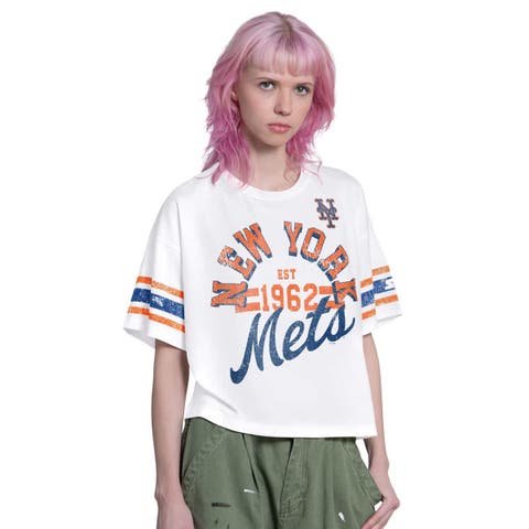 Women's Starter  White New York Mets Cropped Hurry Up Offense T-Shirt