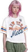 STARTER Women's Starter  White New York Mets Cropped Hurry Up Offense T-Shirt