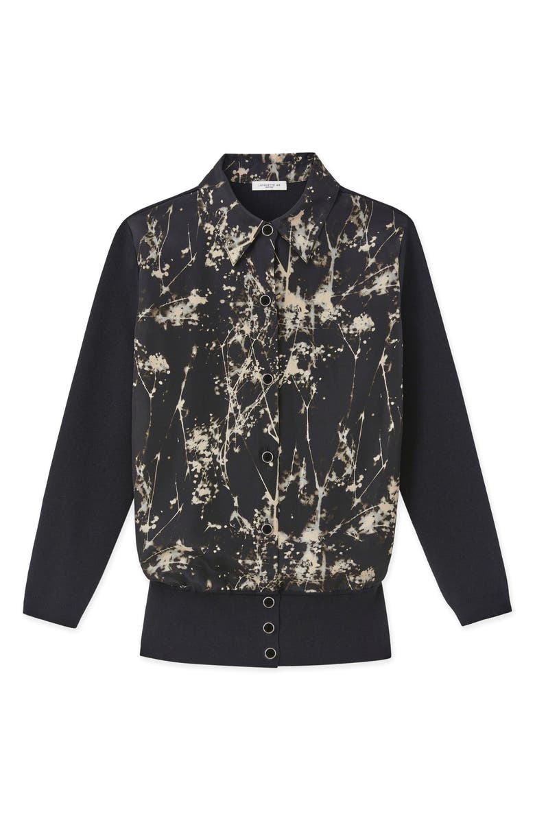 Lafayette 148 New York Tree Print Mixed Media Cardigan, Alternate, color,