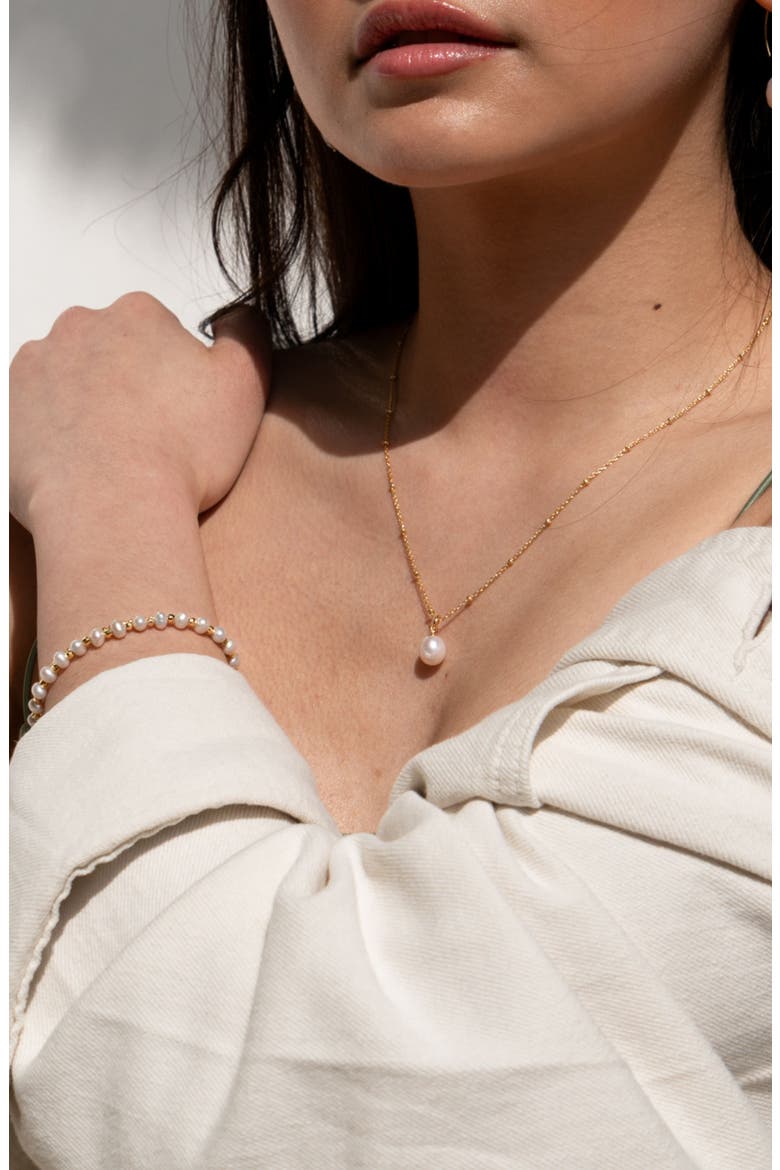 Timeless Adjustable 8mm Oval White Pearl Pendant, Alternate, color, Yellow Gold Vermeil