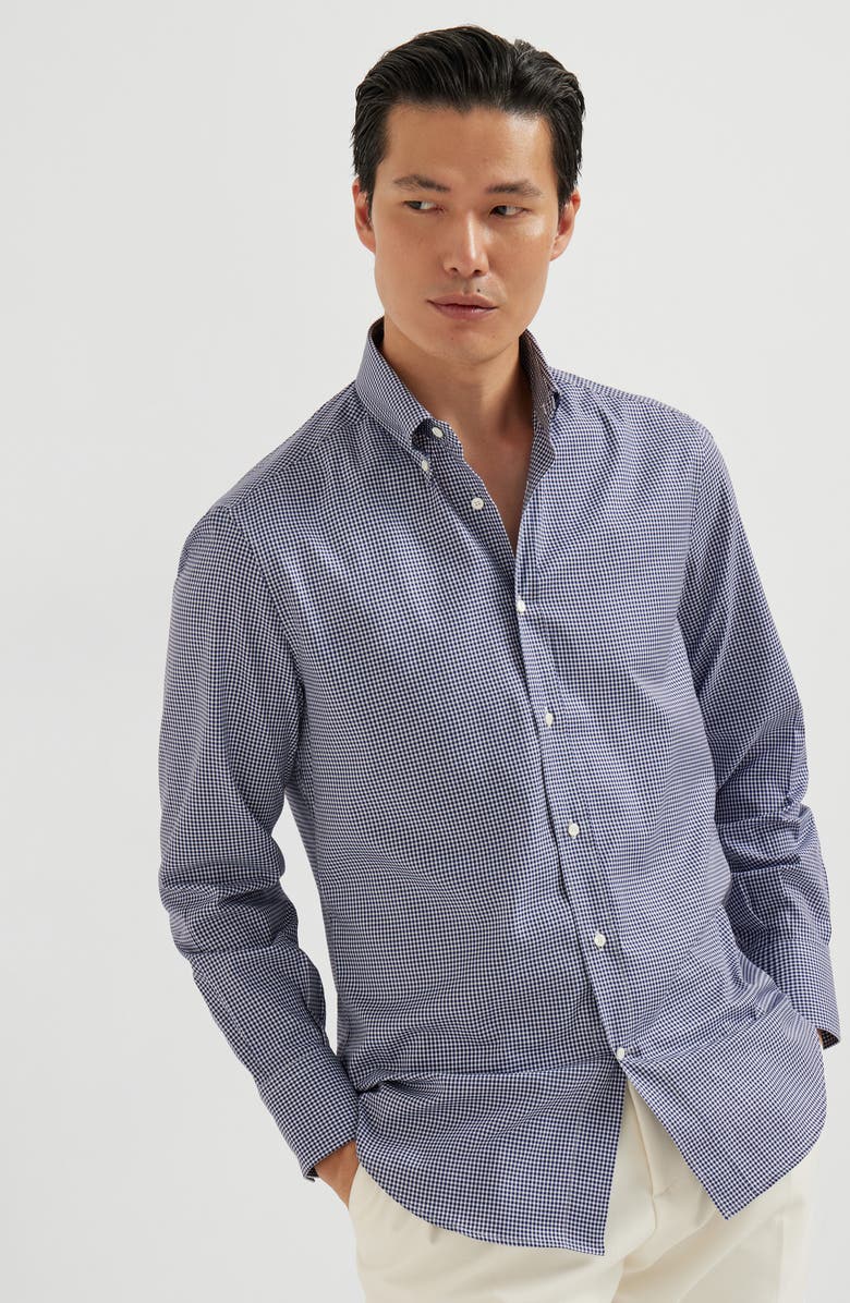 Brunello Cucinelli Button-down collar shirt, Alternate, color, Blue