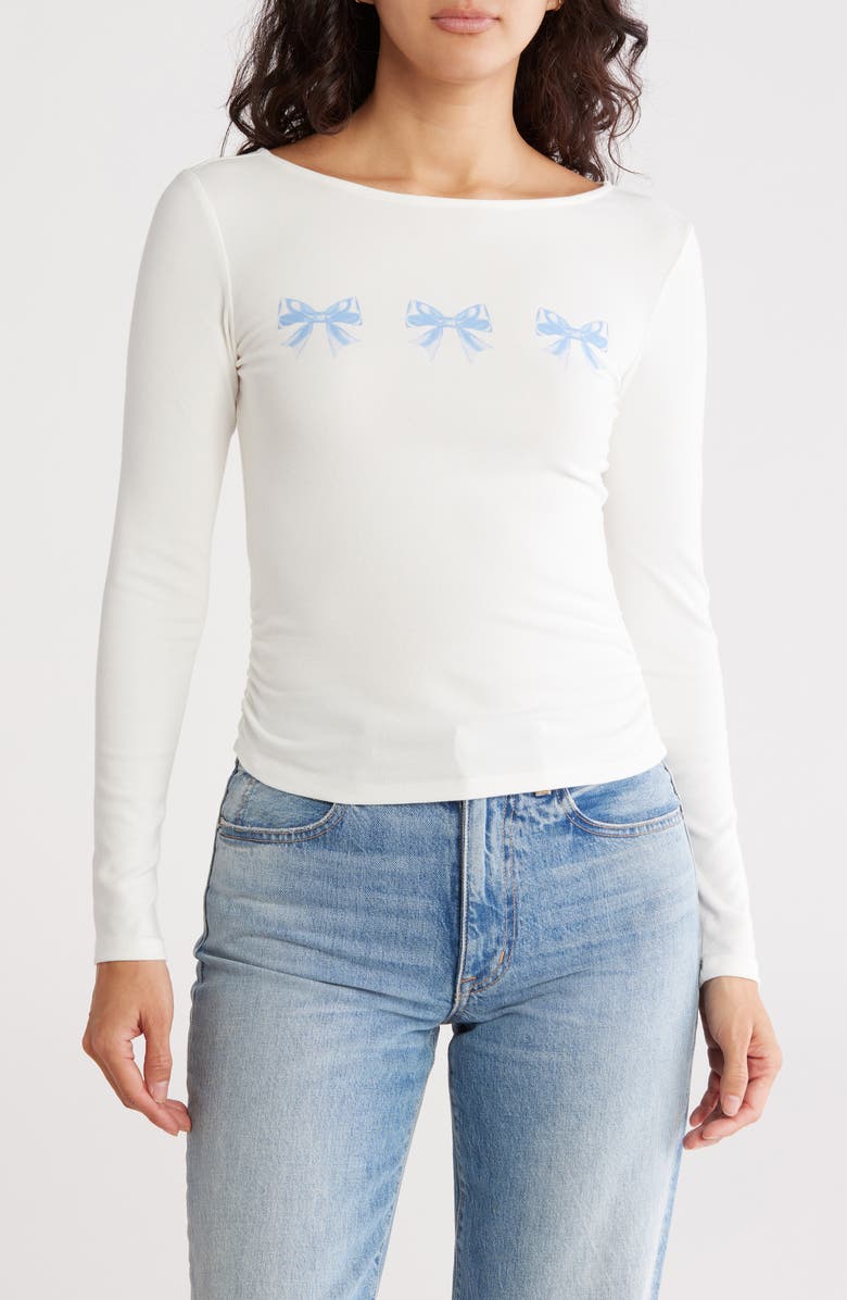 Madden Girl Side Ruched Long Sleeve T-Shirt, Main, color, 