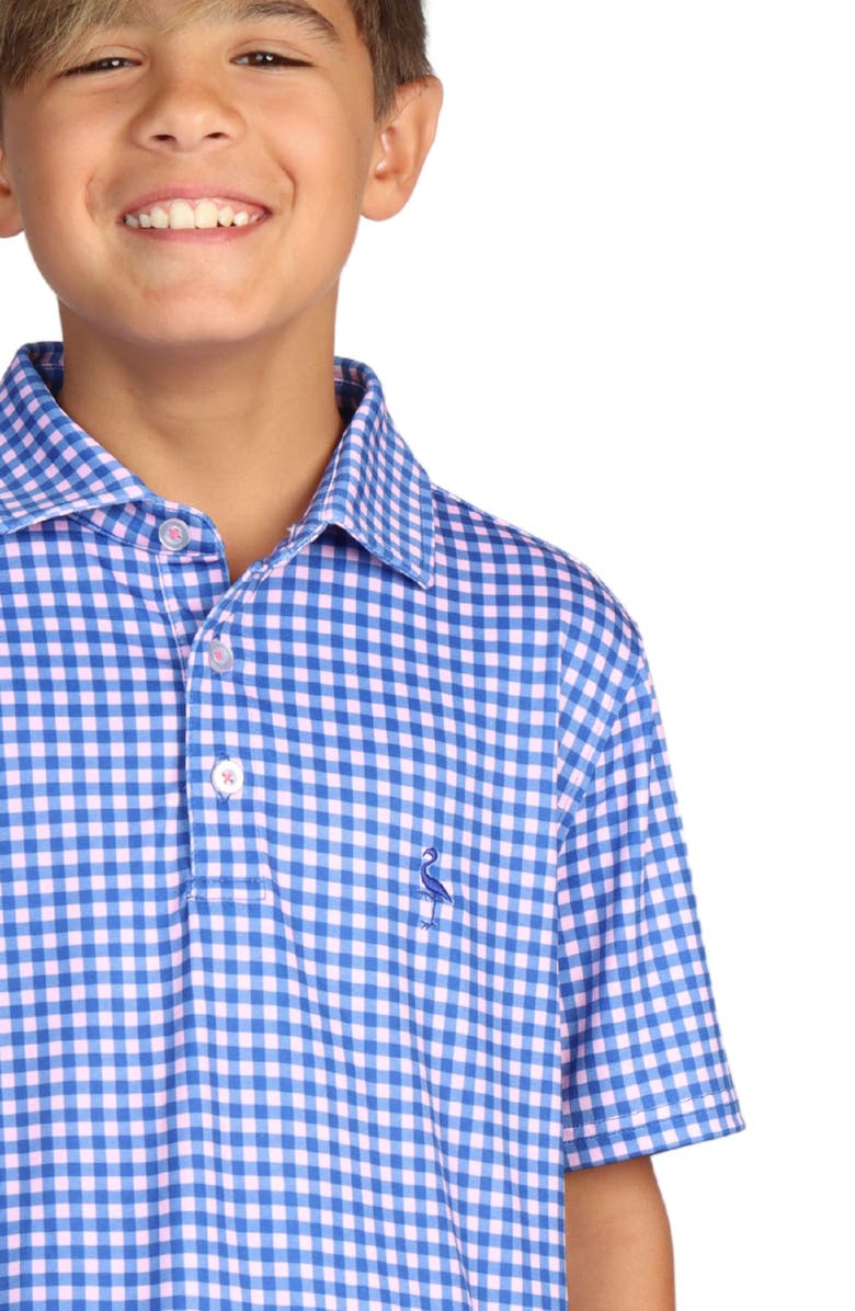 TailorByrd Kids' Gingham Performance Polo, Alternate, color, Royal Blue