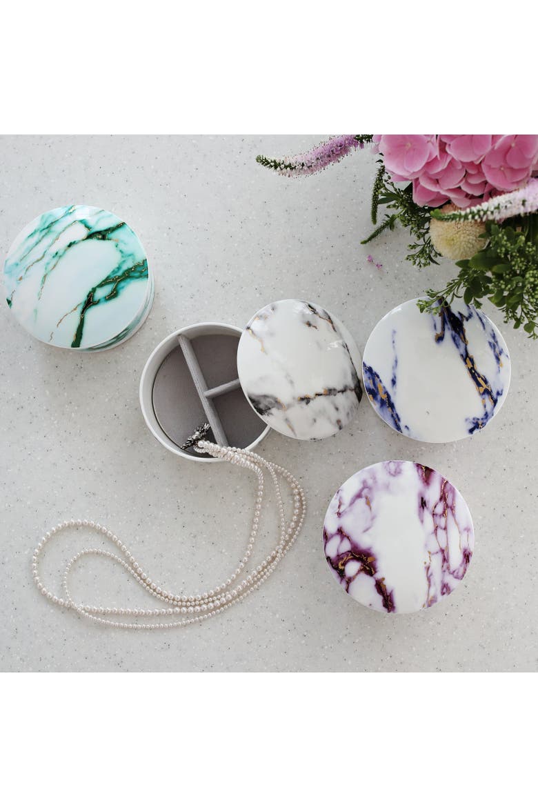 Marble Venice Fog Jewelry Box, Alternate, color, White