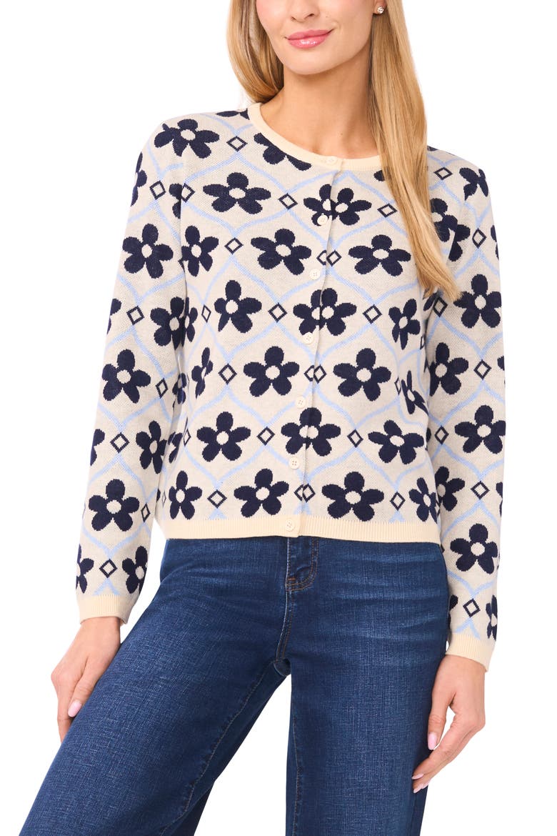 Floral Cardigan, Main, color, SWEET BUTTER