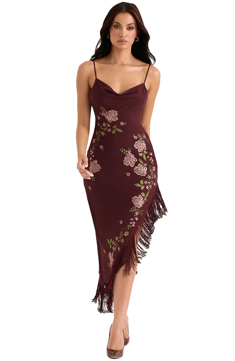 HOUSE OF CB Eloisa Asymmetric Midi Slipdress, Alternate, color, Wine