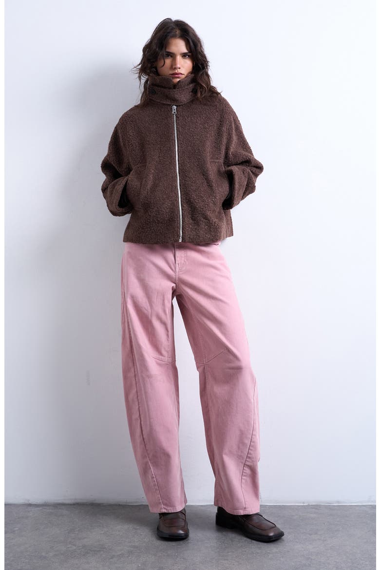 Tab Bouclé Bomber Jacket, Alternate, color, CHOCOLATE