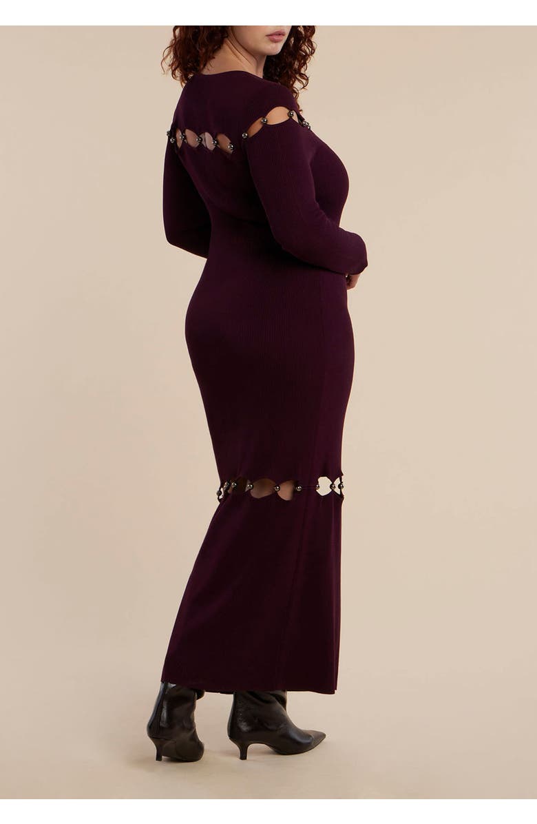 ELOQUII Beaded Cutout Sweater Dress, Alternate, color, Port Royale