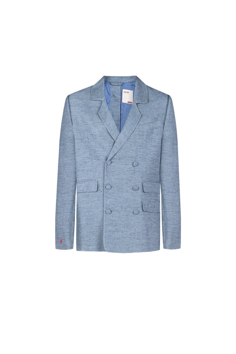Free Heaven Linen Blazer, Main, color, Blue