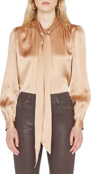 FRAME Tie Neck Silk Blouse