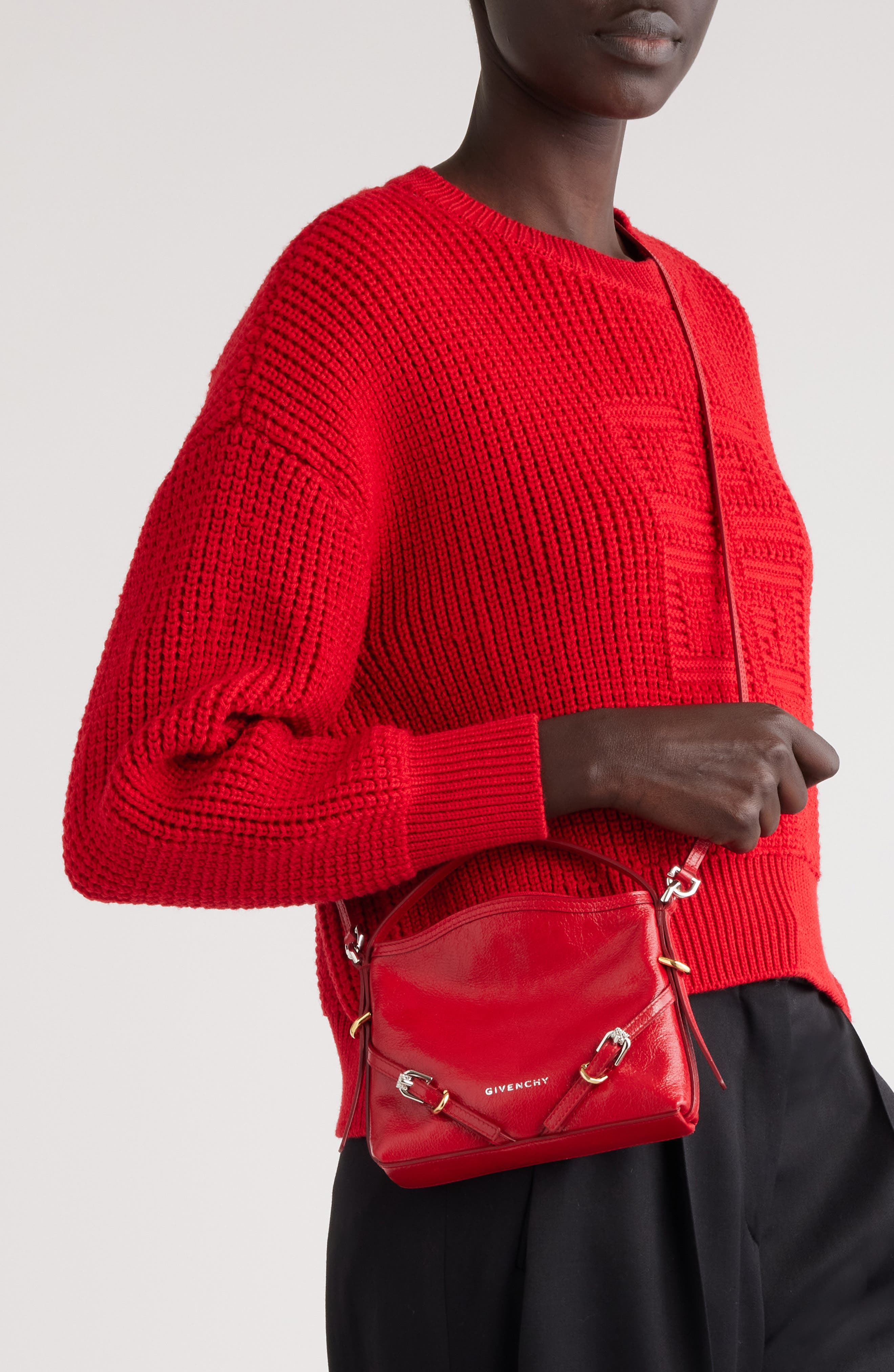 Nano Voyou Leather Crossbody Bag, Alternate, color, VERMILLON