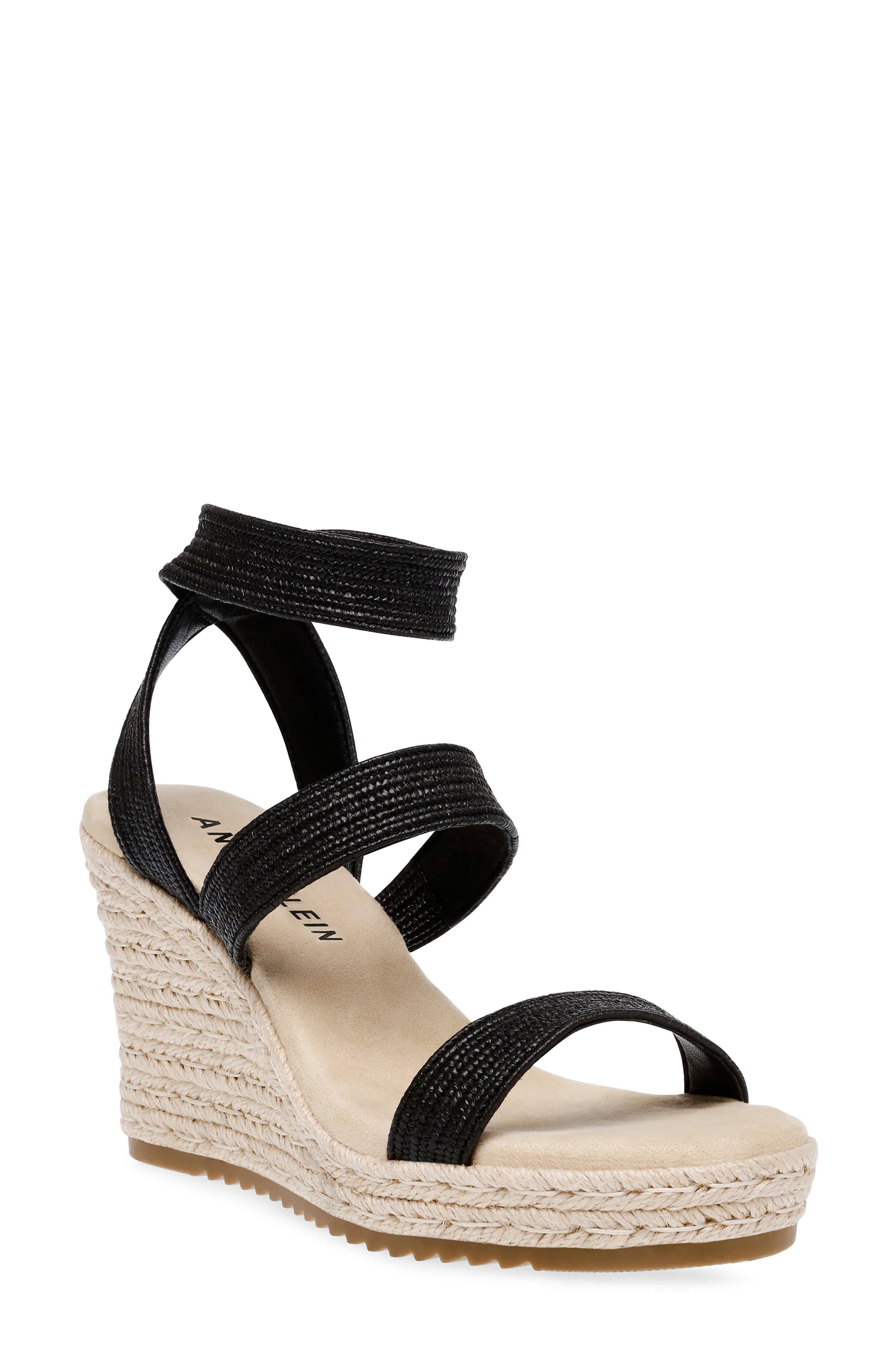 Anne Klein Willa Espadrille Wedge Raffia Sandal, Main, color, 