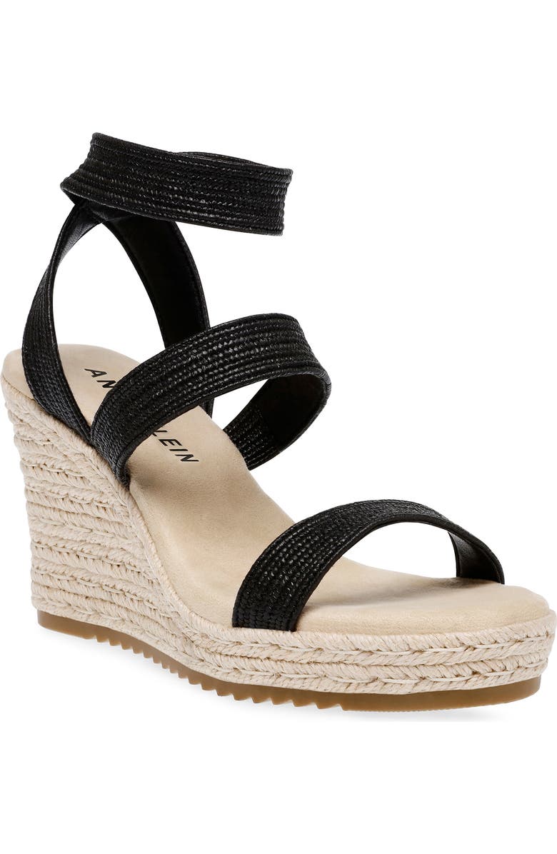 Anne Klein Willa Espadrille Wedge Raffia Sandal, Main, color,