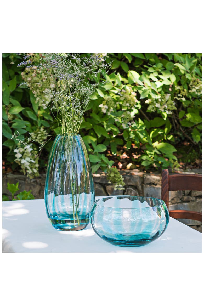 Bolla Blue Glass Pleated Vase, Alternate, color, BLUE