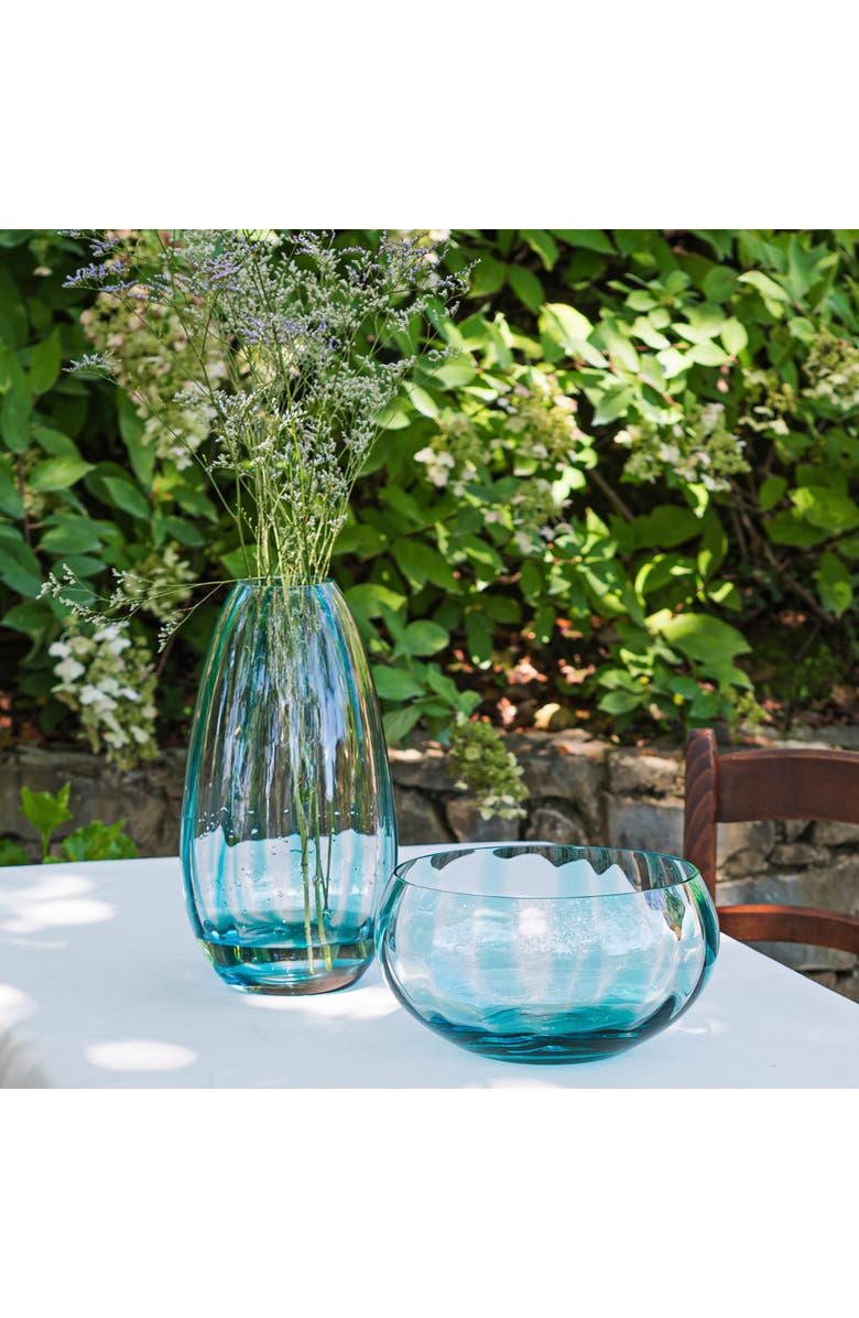 VIETRI Bolla Blue Glass Pleated Vase, Alternate, color, Blue