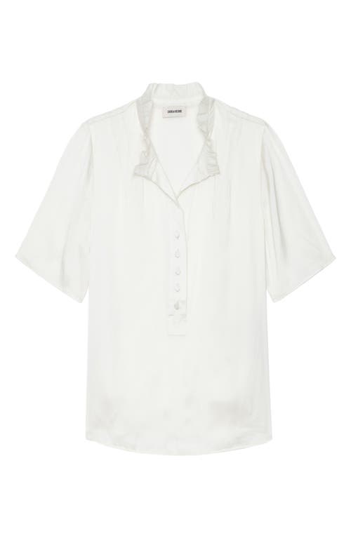 Shop Zadig & Voltaire Topher Ruffle Neck Satin Popover Top In Flake