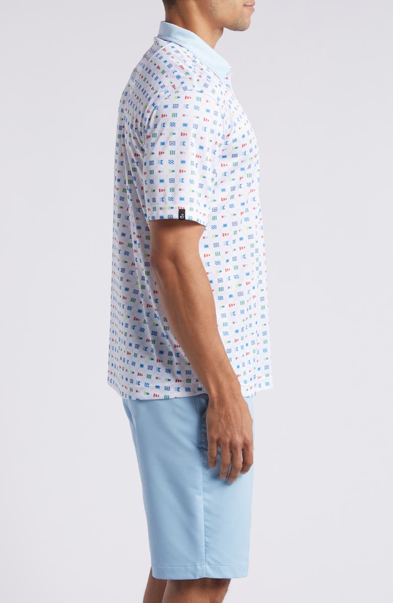 Swannies Louie Flag Print Golf Polo, Alternate, color, White