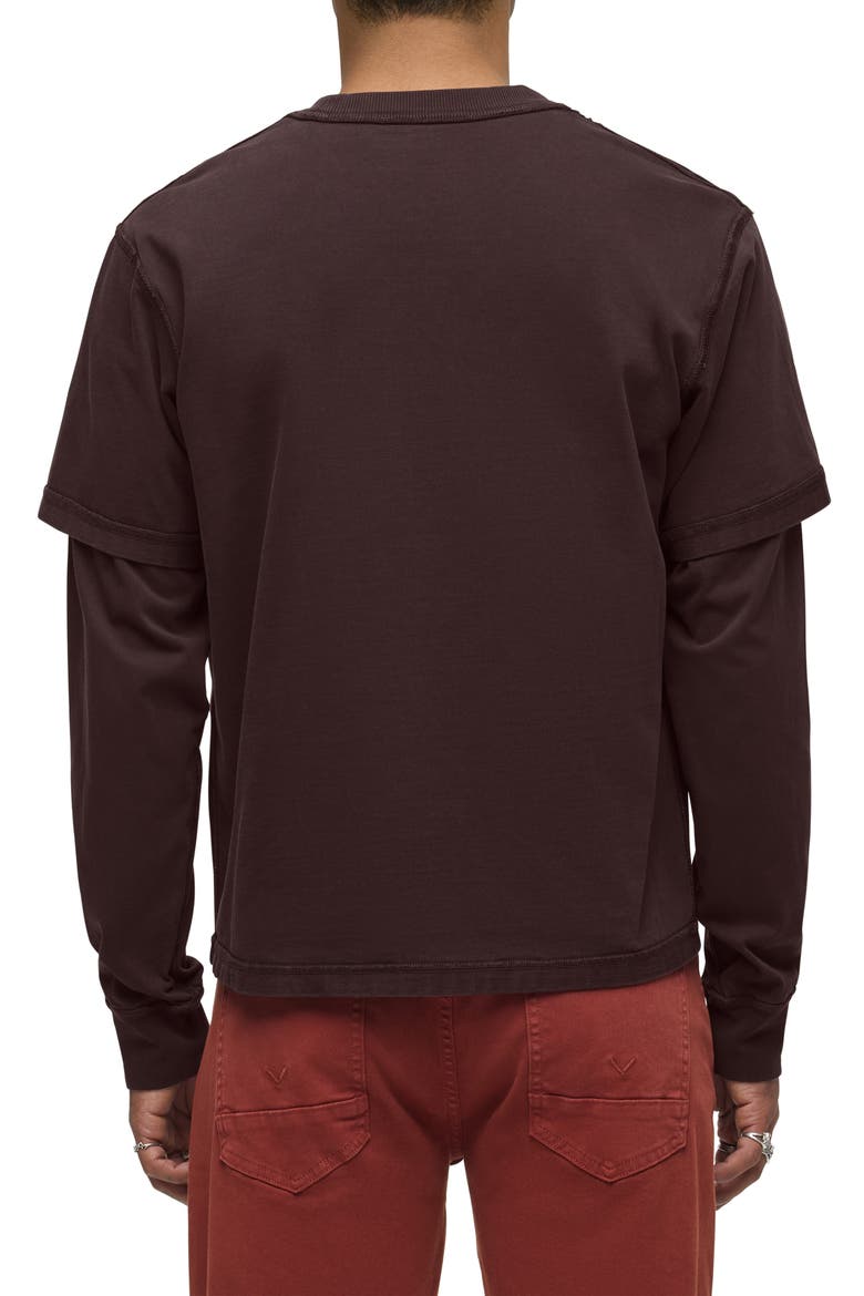 Hybrid Layered Long Sleeve Cotton T-Shirt, Alternate, color, RICH BROWN