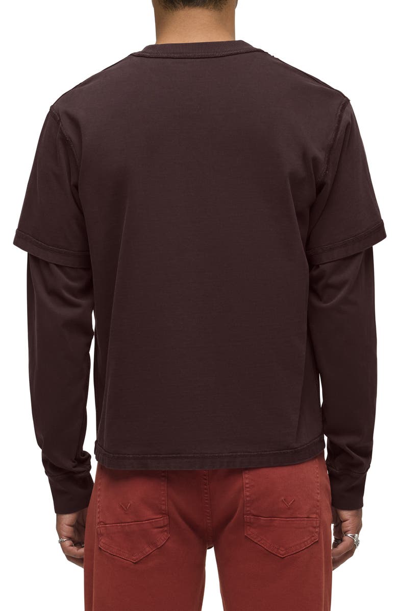 Hudson Jeans Hybrid Layered Long Sleeve Cotton T-Shirt, Alternate, color, Rich Brown